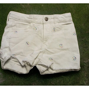 NWT Gap Kids Girls 7 White Denim Jeans Shorts embroidered rainbow peace